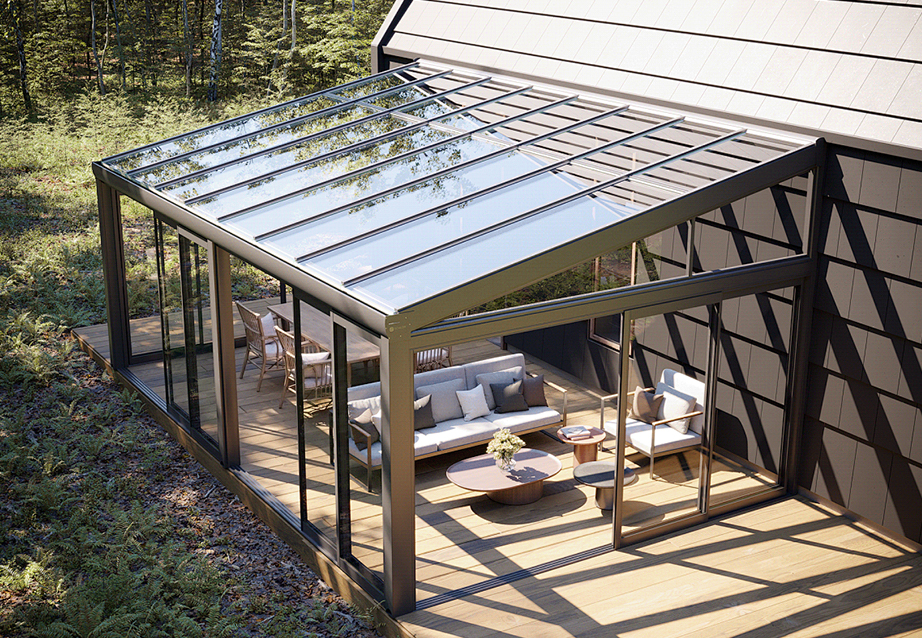 Sloped roof sunroom