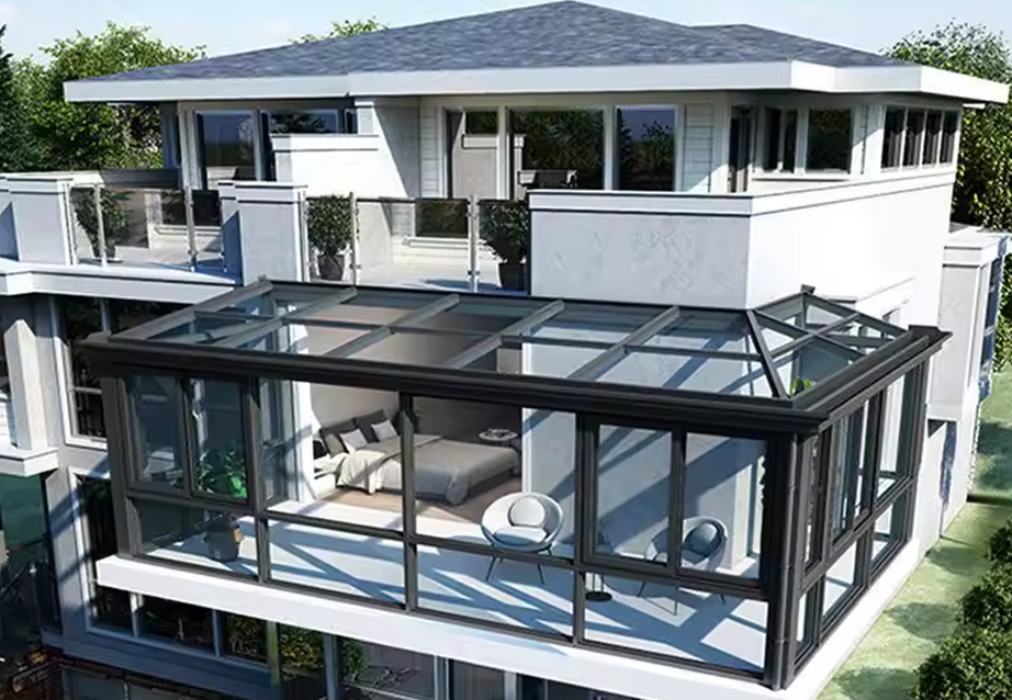 Sloped roof sunroom
