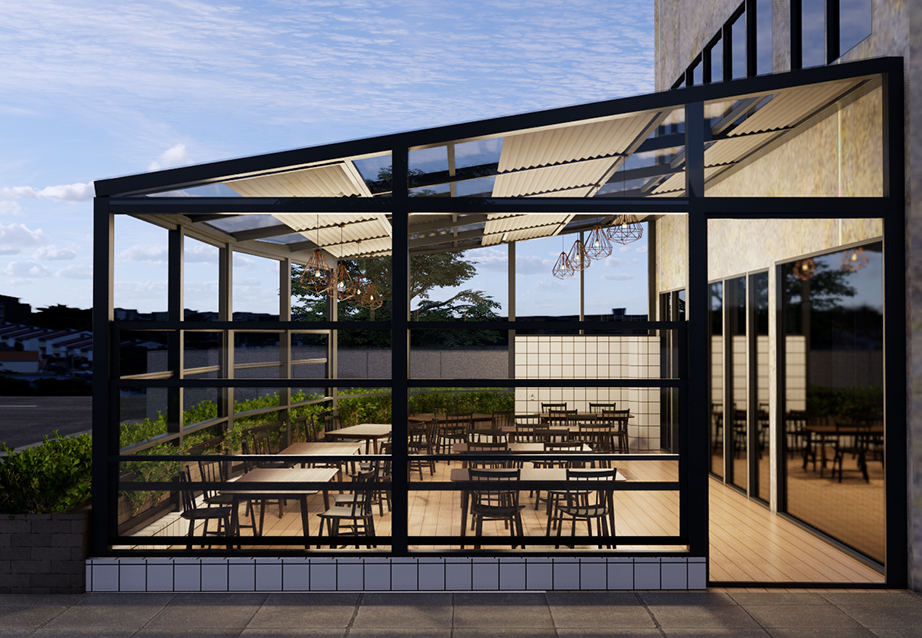 Sloped roof sunroom