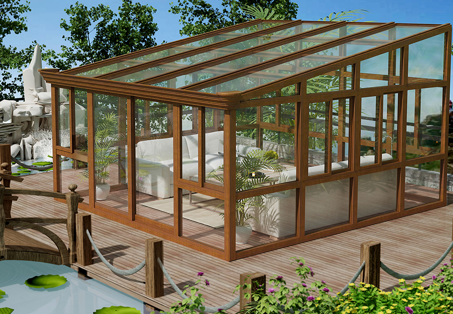 Sloped roof sunroom