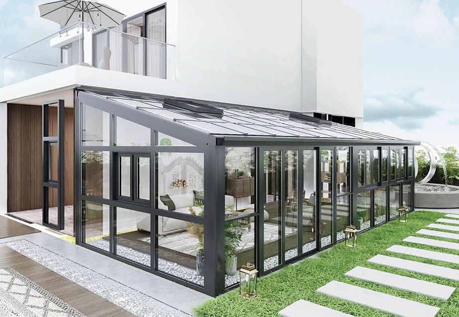 Sloped roof sunroom